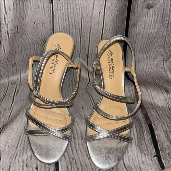 Badgley Mischa Women’s Heels Shoes Silver Metallic Strappy Open Toe Size 7 - Picture 2 of 6